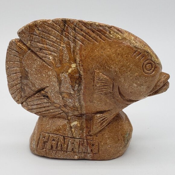 Panama Tan Soapstone Souvenir Fish Figurine or Paperweight - Picture 1 of 13